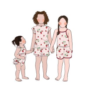 Wholesale Simple Printed Cute Summer 2pcs Ruffled Sleeves Shorts Set Girls Loungewear Clothing Set for Children