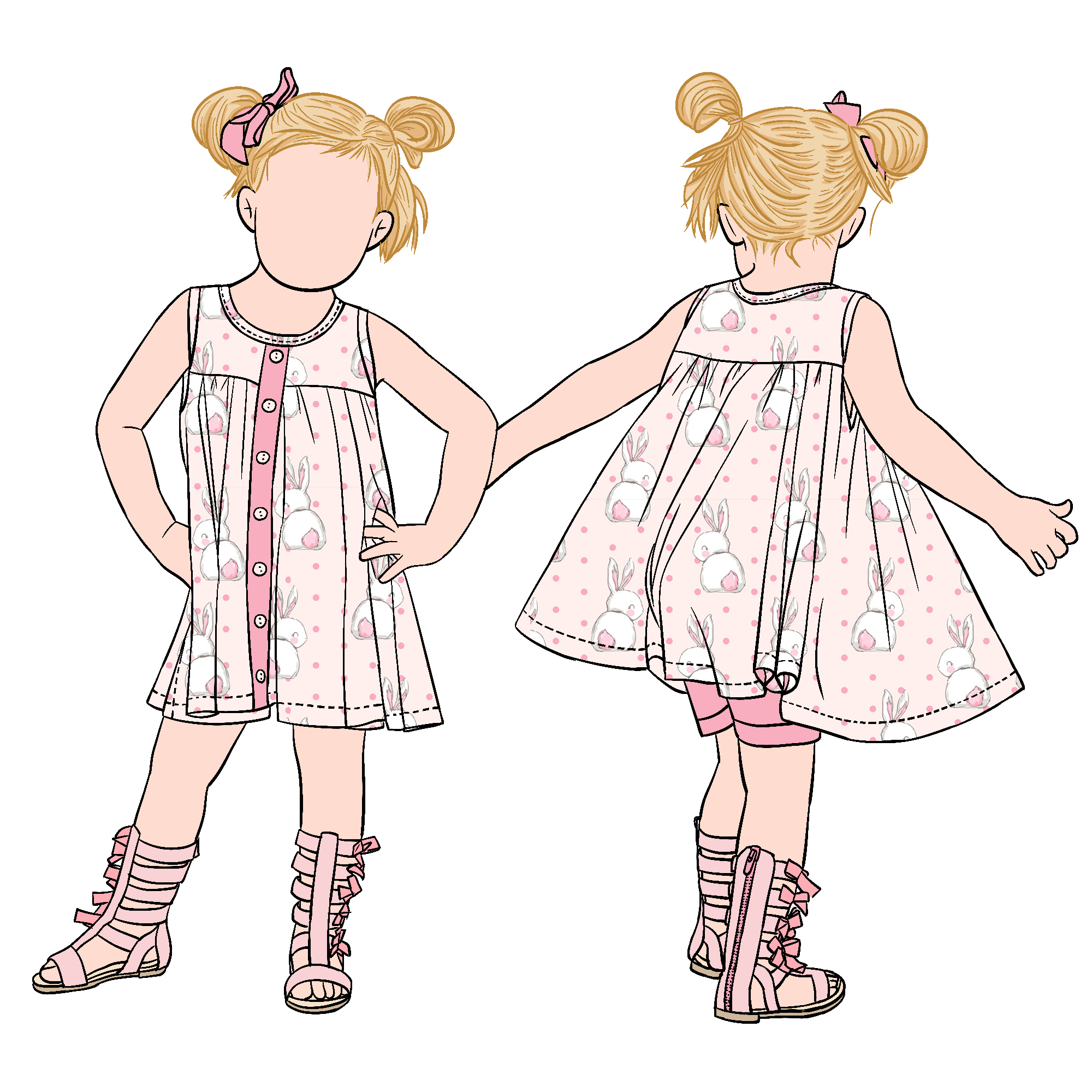 2025 Wholesale Custom Milk Protein Fiber 2pcs Sleeveless Solid Shorts Girls Skirt With Button Dress - Image 6