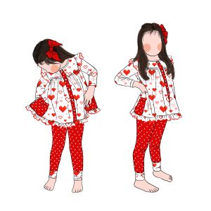 Custom Toddler Girls Long Sleeve Poka Dot Leggings and Flutter Sleeves Top With Side Pockets Children Clothing Set for Kids