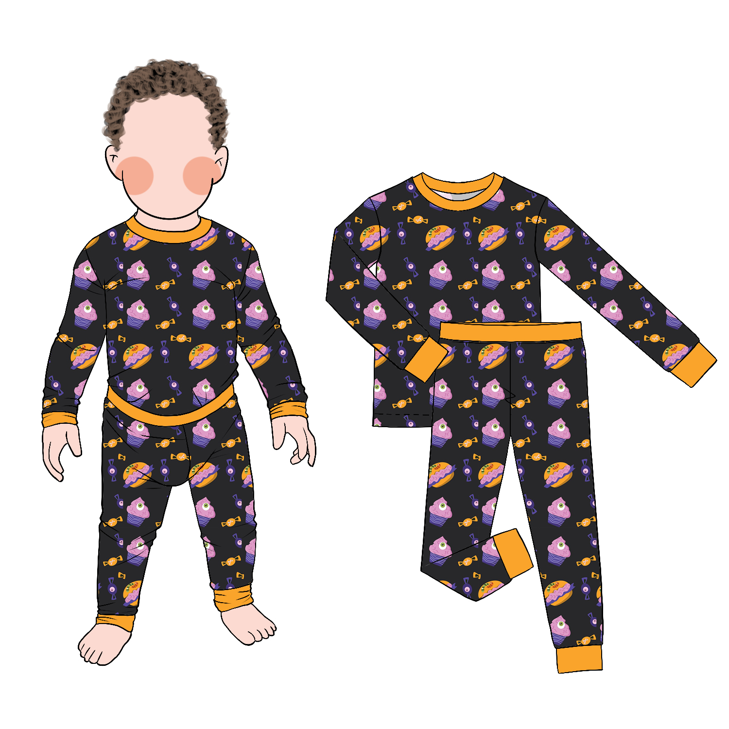 Good Quality Long Sleeve and Pants Two-piece Pajamas Spring Autumn 2pc Set with Buttons Kids Pajamas - Image 3