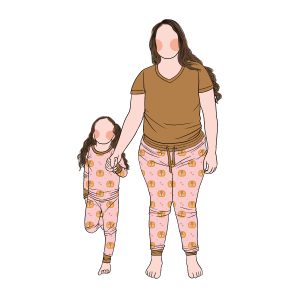 Hot Selling 2pcs Bamboo Mommy and Me Lounge Wear Pajamas Set Breathable Clothing Set for Family