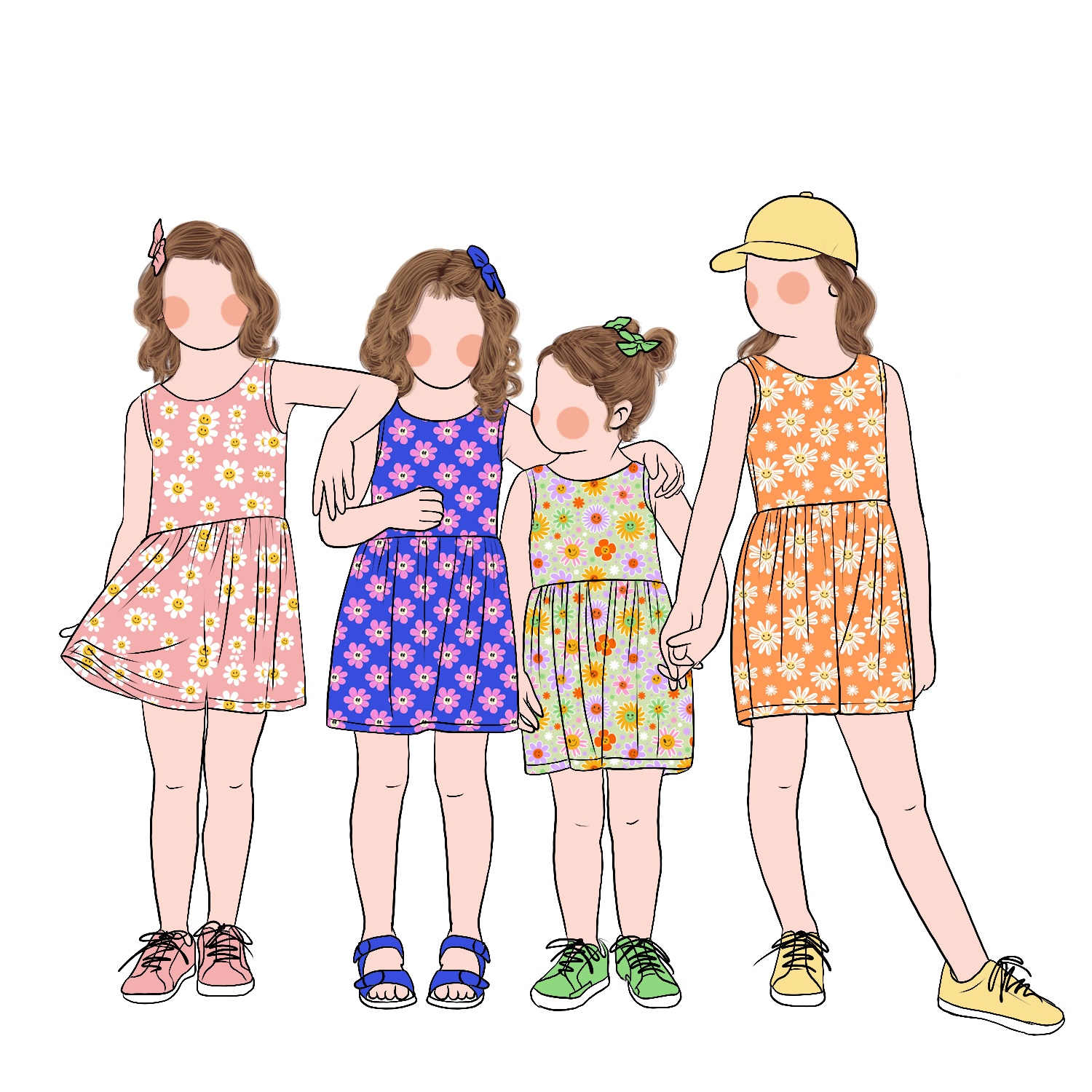 Wholesale Cute Sister Matching Set Girls Tank Top Jumpsuit with Two Side Pockets Outfits for Sisters Twin Sister Outfits - Image 5