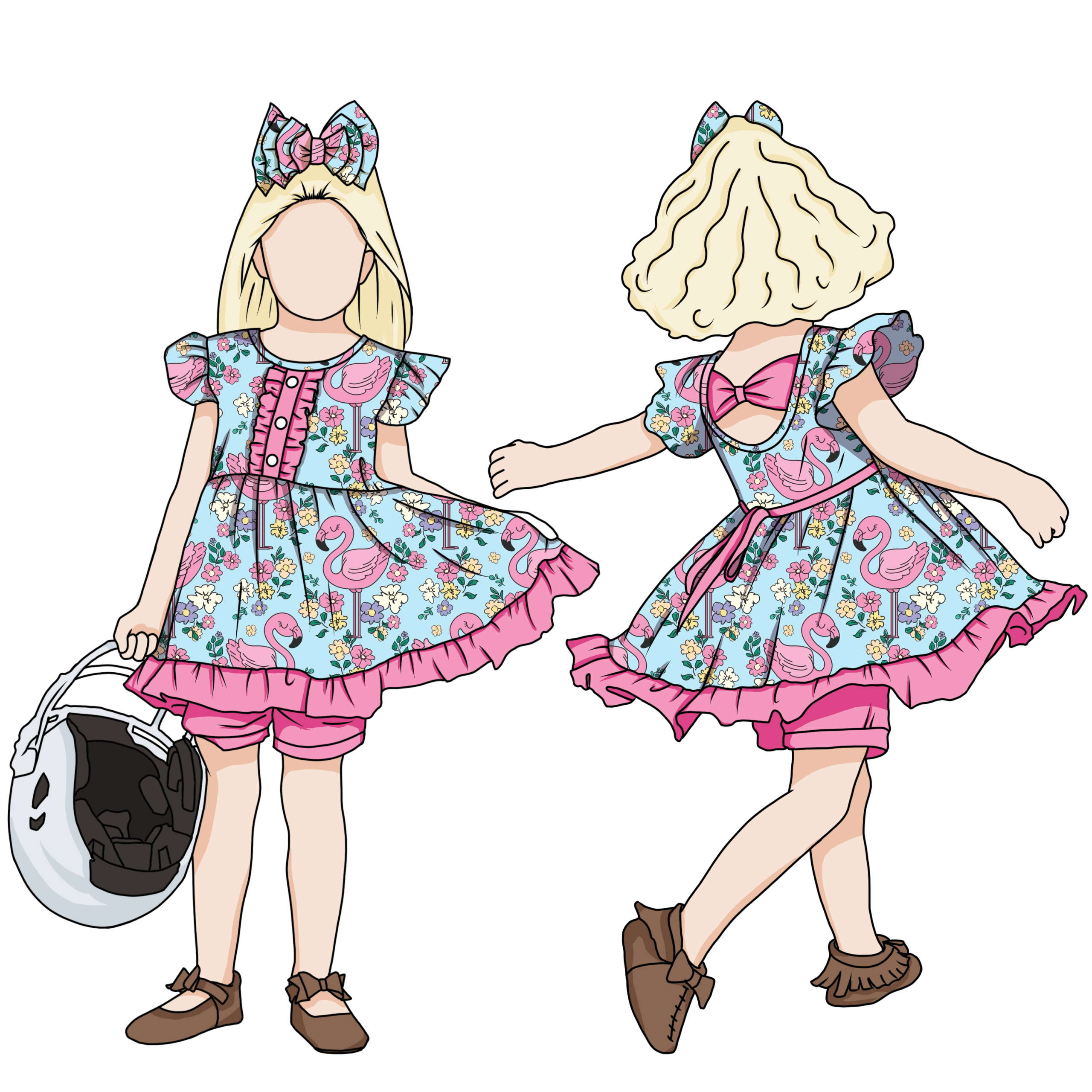 Super Quality Low Price Ruffle Sleeve Front Buttons Bow Back Girl Dress Matching Shorts for Kids - Image 5