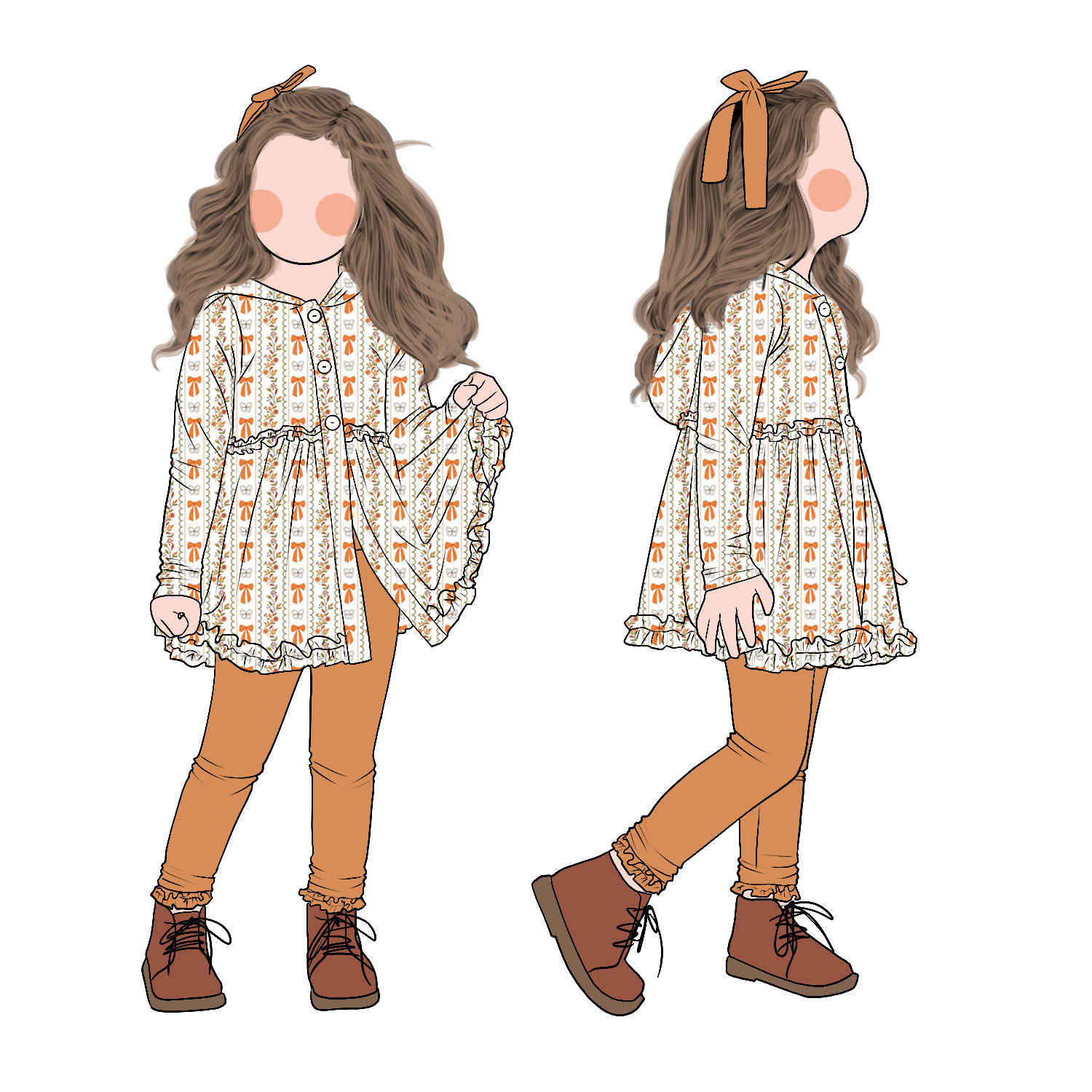 Hot Selling Fashion High Quality Milk Protein Fiber Long Sleeves Button up Peplum Set Floral Print Clothing Sets Wear a Hat