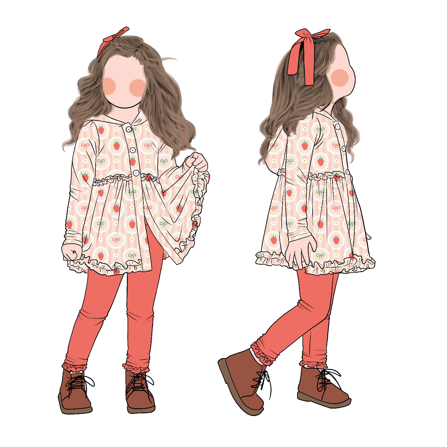 Hot Selling Fashion High Quality Milk Protein Fiber Long Sleeves Button up Peplum Set Floral Print Clothing Sets Wear a Hat - Image 6