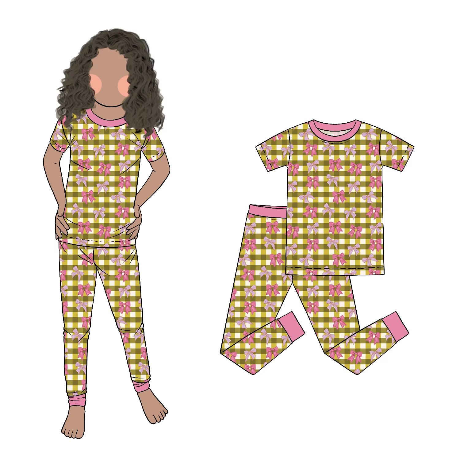 New Arrived High Quality Short Sleeve and Pants Organic Bamboo Fabric Toddler Outfit Sleepwear Girls Boutique Spring Set - Image 3