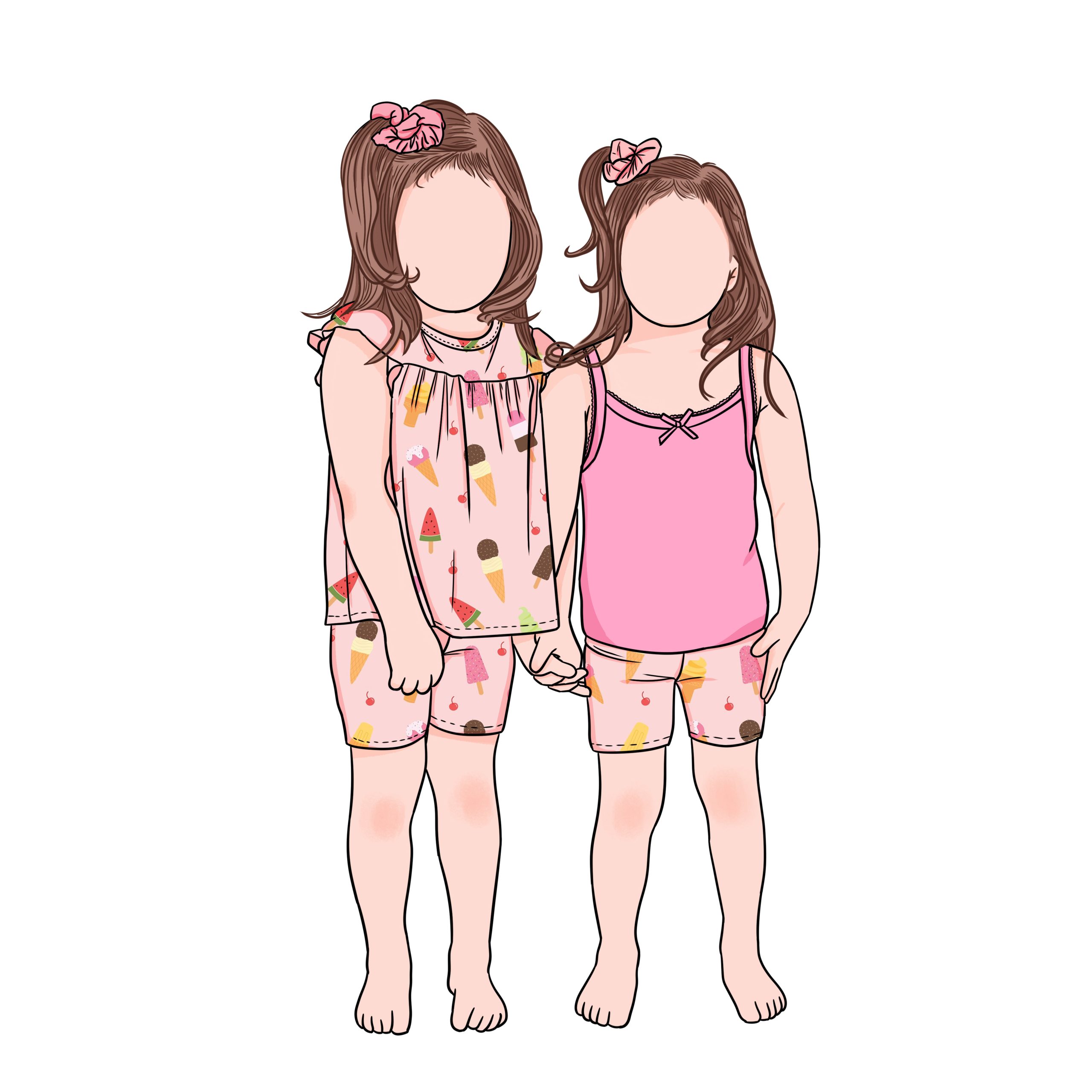 New Arrival Super Quality Sister Matching Summer 2pc Girls Shorts Set Printed Casual 2pcs Kids Girls Clothing Sets - Image 5