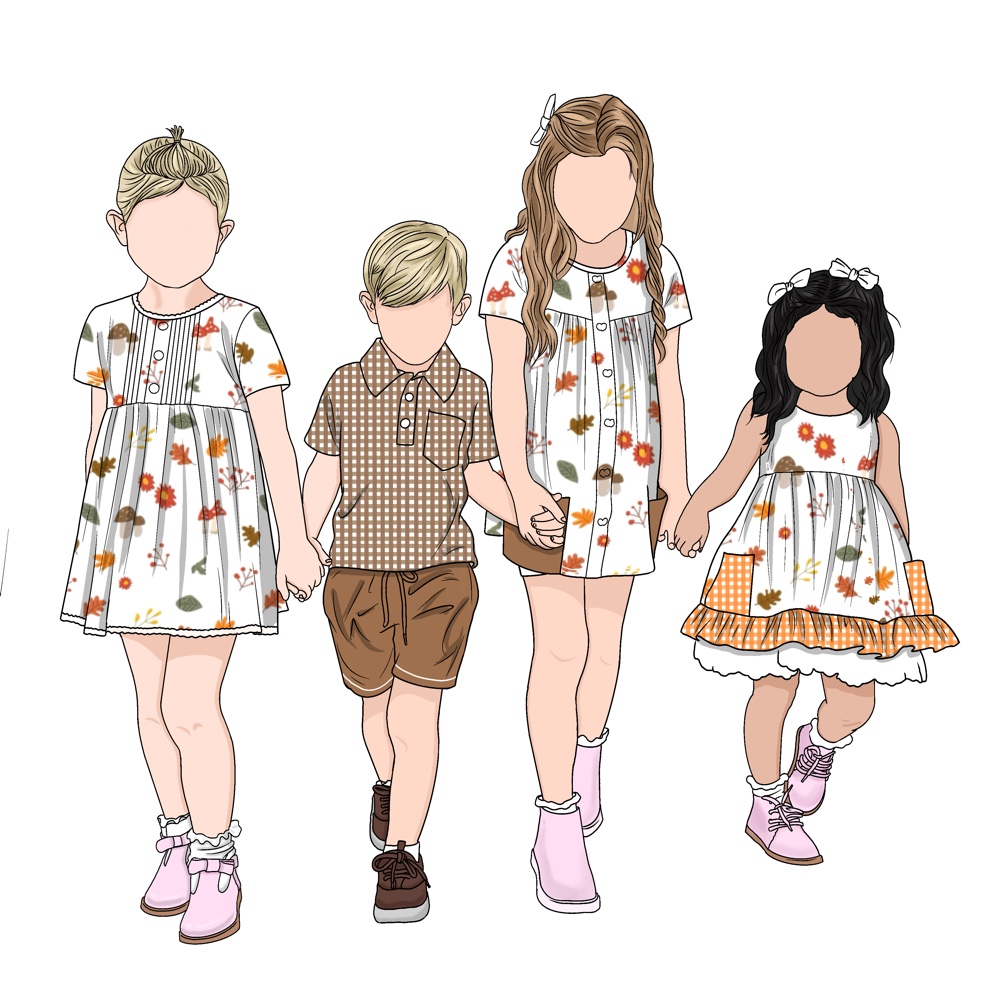 Summer Outside Wear Breathable Short Sleeve T-shirt and Skirt Borther and Sister Cloth Set Colorful Print Family Cloth Set - Image 5