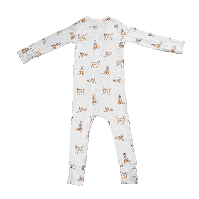 2pcs Wholesale Baby Sister Boys Bamboo Soft Comfortable Winter Slpeepwears Convertible Zippered Romper Set - Image 4