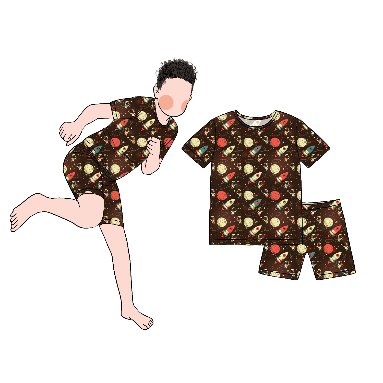 Custom Wholesale 2pcs Print Bamboo Summer Boy Top With Shorts Set Boy Clothing Set for Football Basketball Sports Wear - Image 6