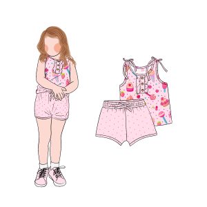 Wholesale Custom Cute Style Girls Ruffle Tank Top With Shorts Toddler Children Baby Kids Clothing Set