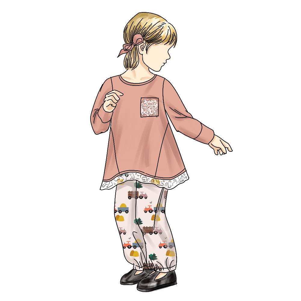 Custom Popular Solid Color Long Sleeve Knit Princess Girls Clothing Set Front Heart Pocket Casual Print Style for Summer Spring - Image 6