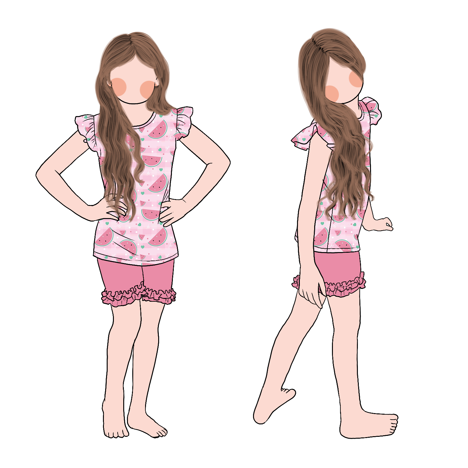 Good Quality Promotional Fashion Girls Flutter Sleeves Top and Ruffle Shorts Unique Design Summer Clothing Set - Image 6