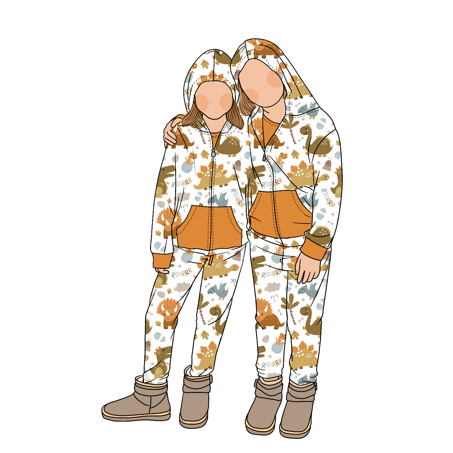 2pc Set Brushed Milk Silk Printed Animal Pattern Baby Kids Girls Boys Winter Hoodies Sweatshirts Set With Solid Front Pocket - Image 6