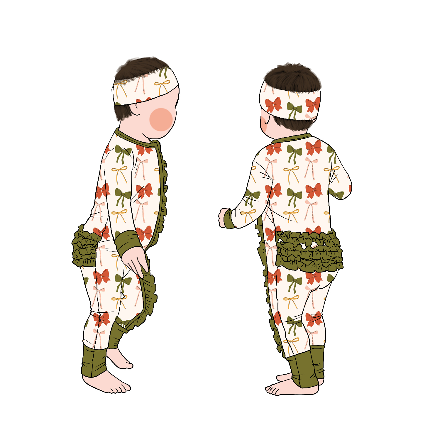 New Arrived High Quality Cute Baby Zipper Butt Ruffle Long Sleeved Pants Romper with Zipper for Easy On/Off Suitable Daily Use