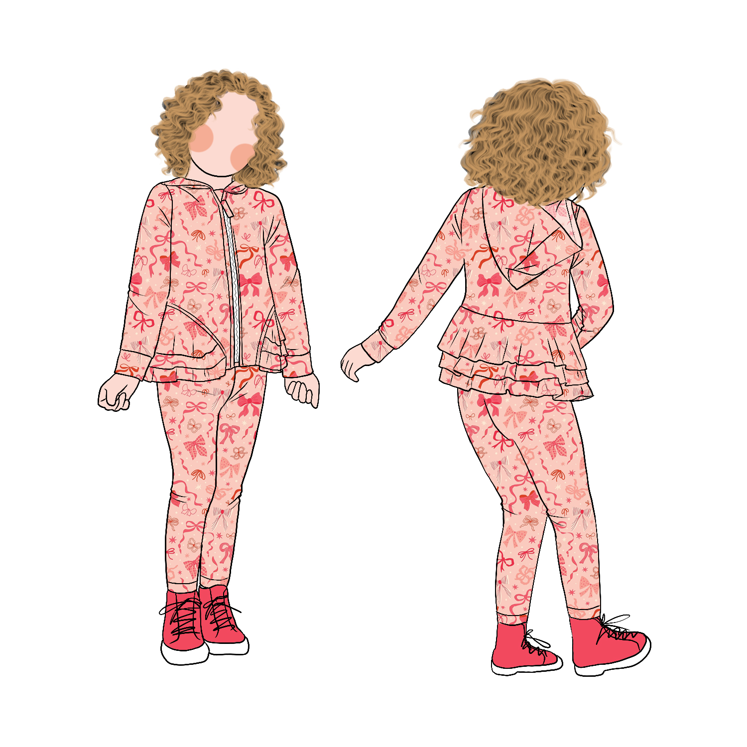 Good Quality Promotional Autumn/Winter Style Girls Ruffle Zipper up Hoodie Top with Legging Sets Suitable for Daily Outdoor Wear - Image 5