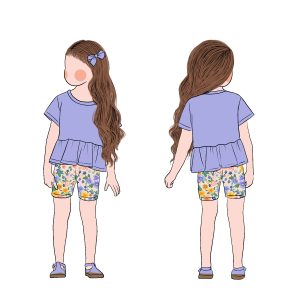 Sweet Style Girls Tunic Set Floral Shorts Solid Top Summer Custom Pattern Printed Baby Girls Clothing Sets