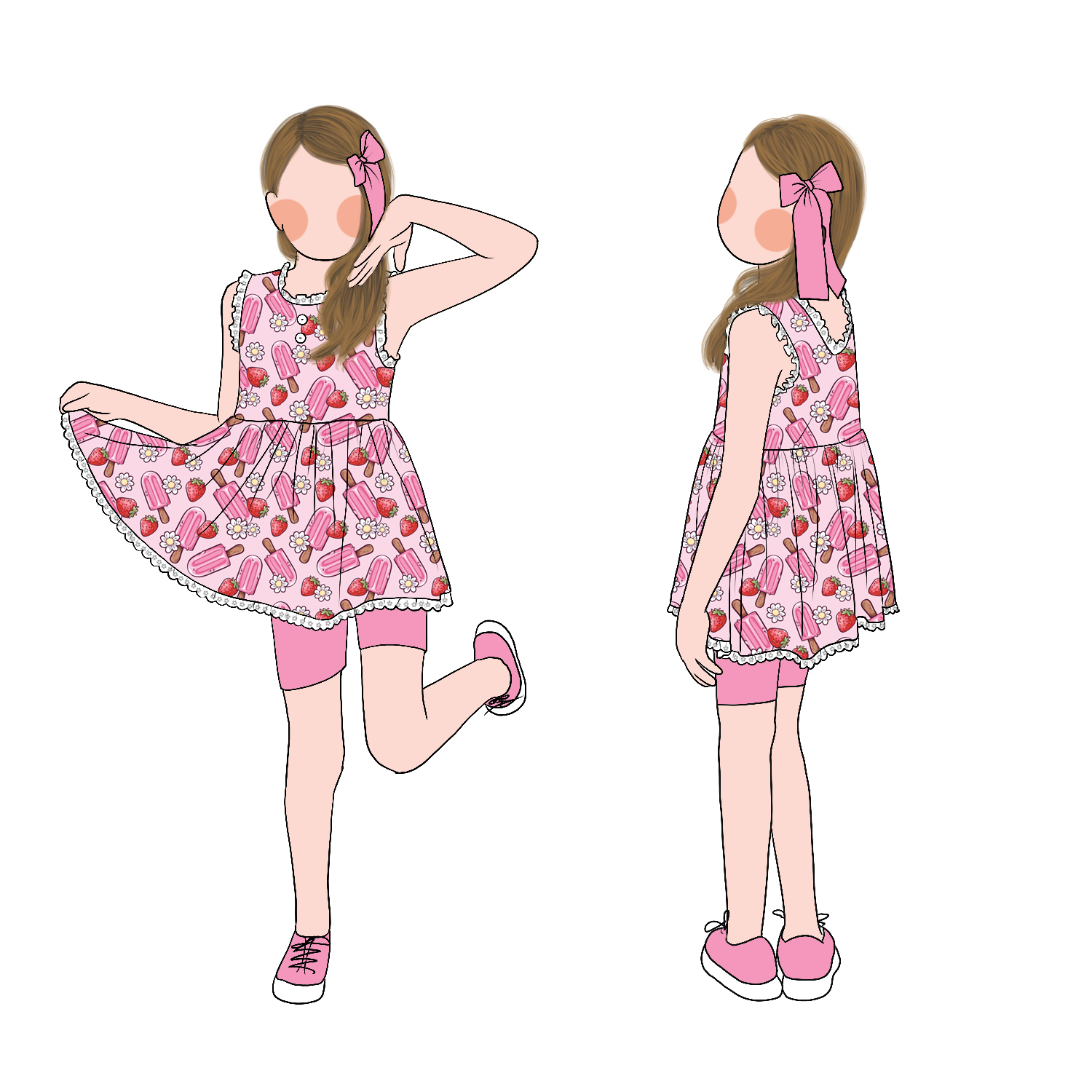 Top Summer Beach Ultra-Soft Comfortable Girls Children Clothing Sets Summer Girl Lace Trim Tunic Set With Shorts - Image 5