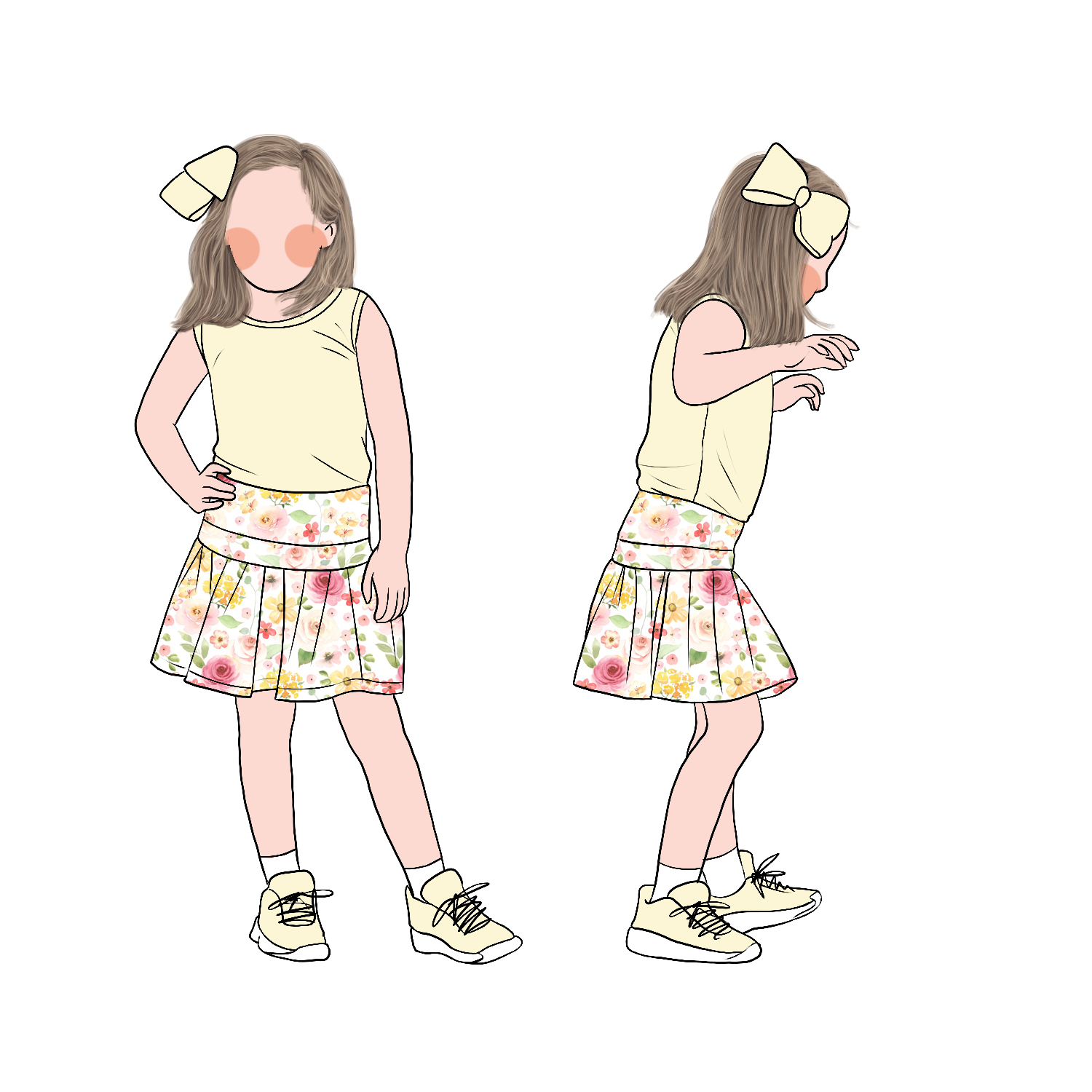 Wholesale Custom Pretty Popular Soft Cool Girls Solid Tank Top Matching Floral Skirt Dress Set for Kids Girls - Image 2