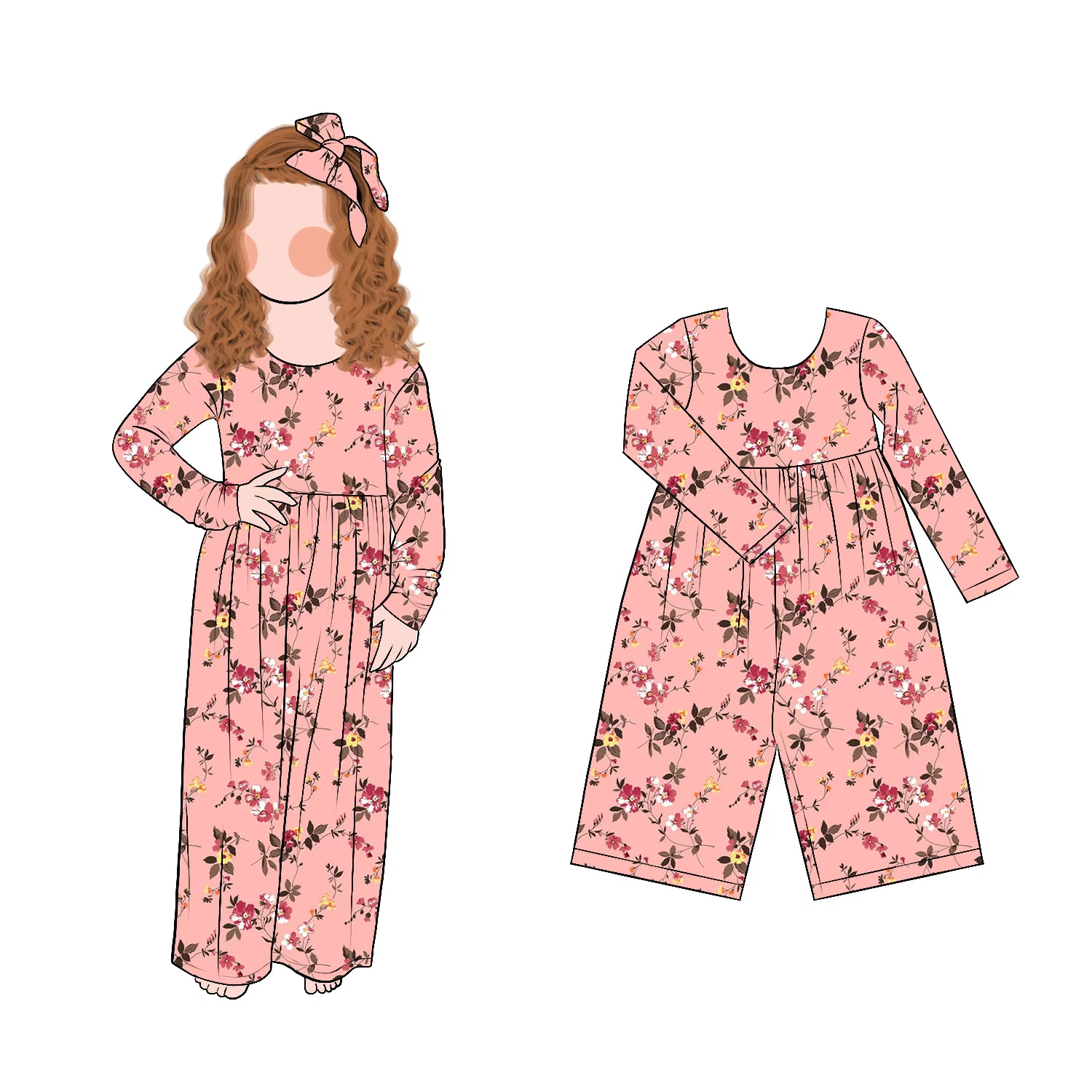 Wholesale Fashionable Causal Comfortable Floral Print Girls Leggy Jumpsuit Playwear Girls Leggy Romper - Image 6