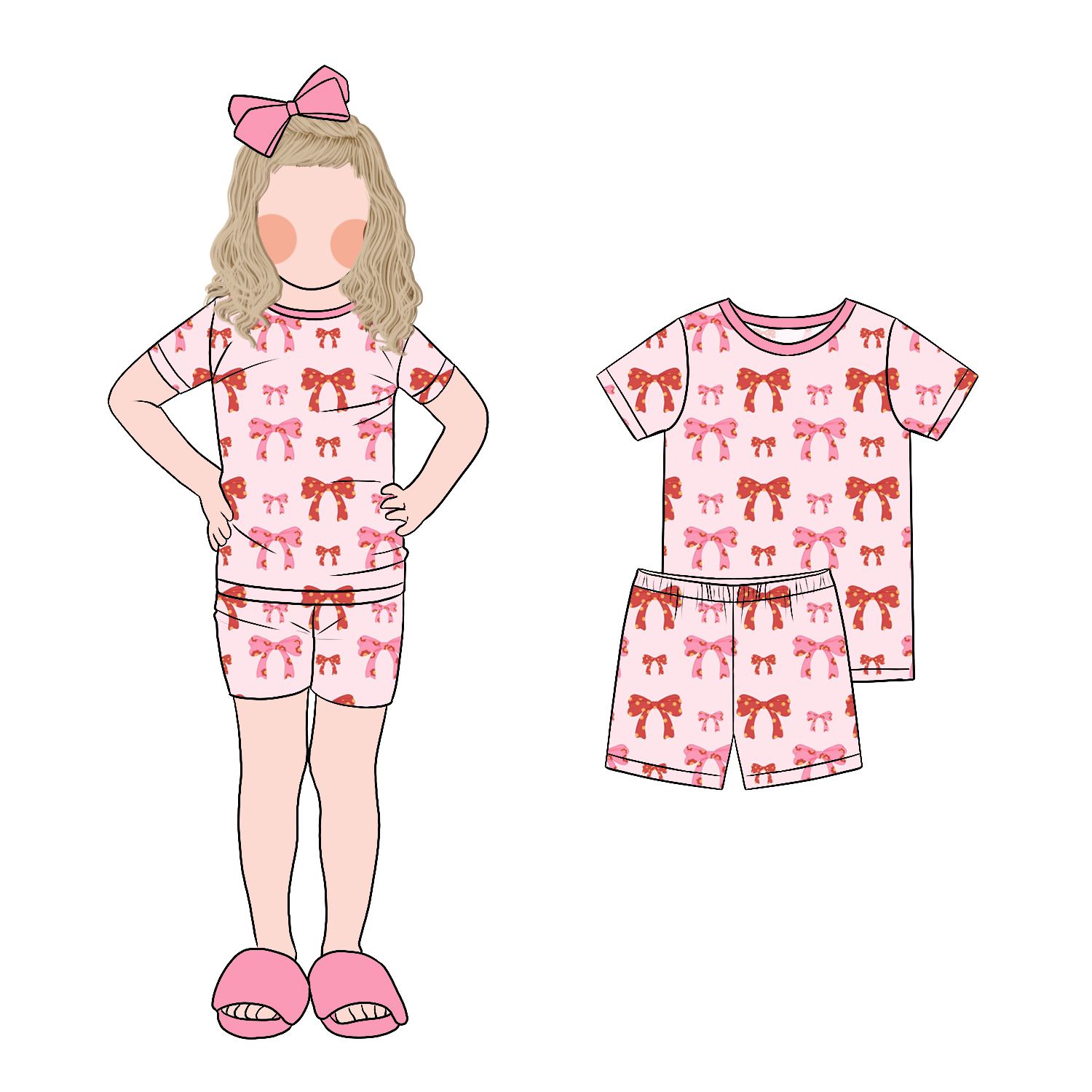 Custom Cool and Comfortable Summer Girls Short Sleeves T-Shirt Top and Shorts Clothing Set for Baby Girls - Image 6