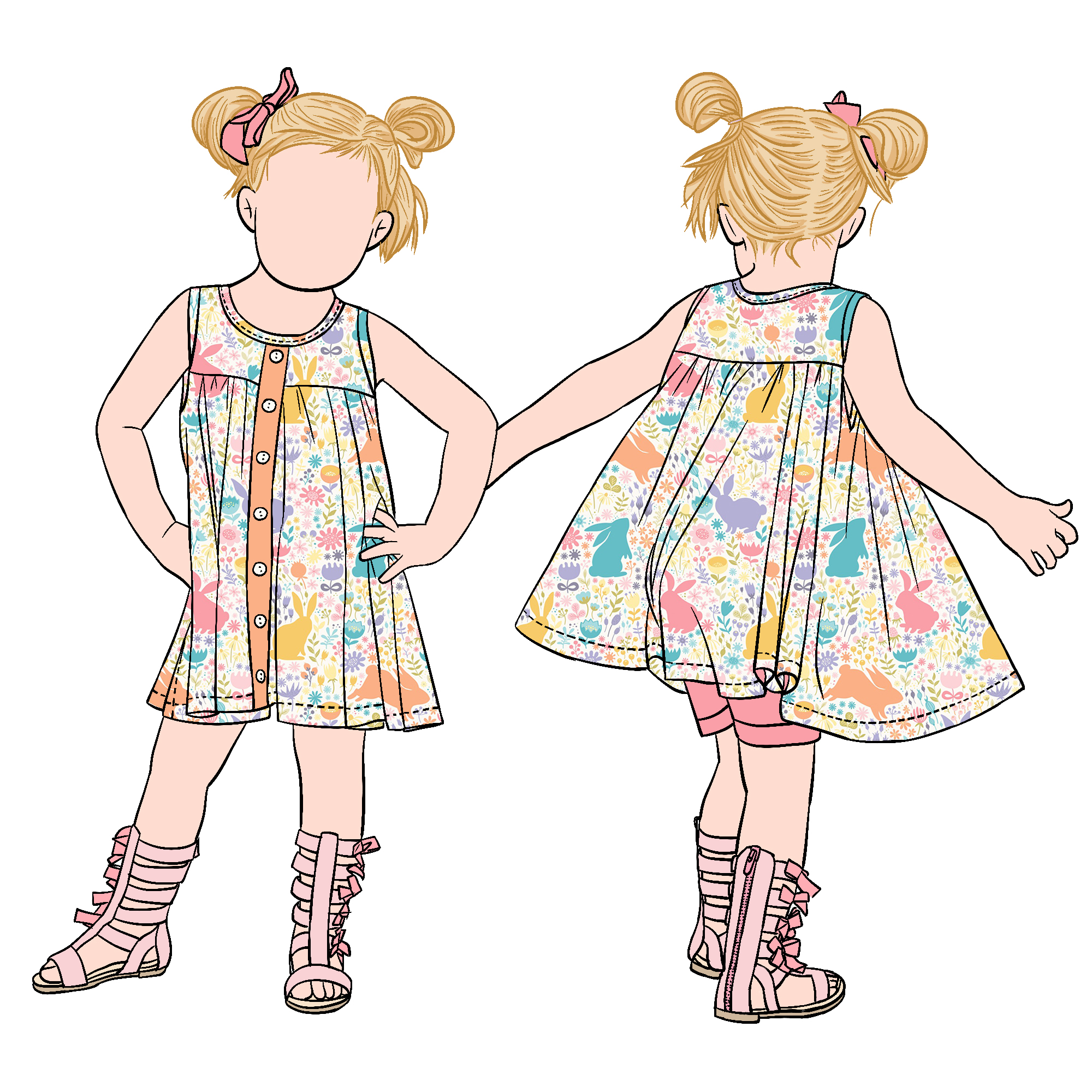 2025 New Design Custom Milk Protein Fiber 2pcs Sleeveless Solid Shorts Girls Skirt With Button Dress - Image 3