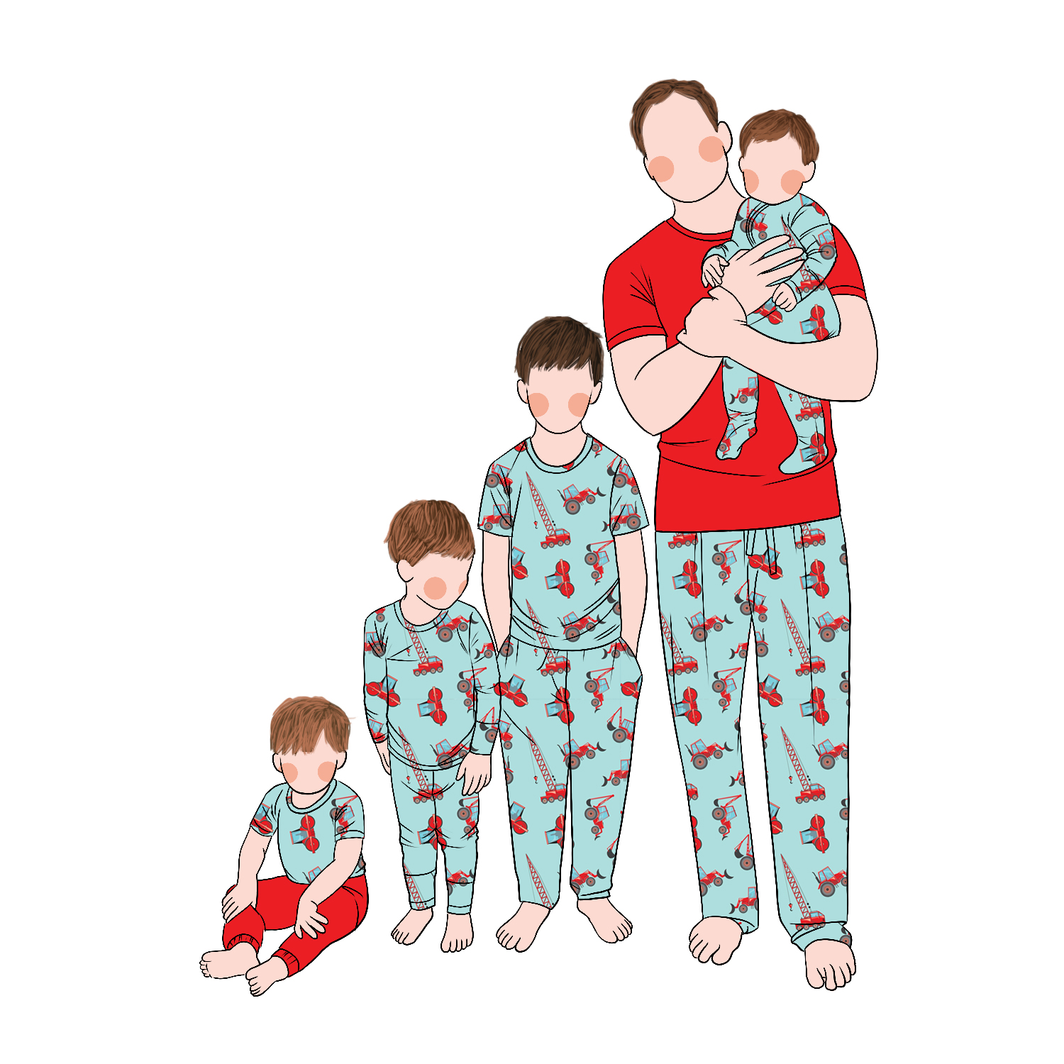 Wholesale High Quality 2pcs Printed Soft Short Sleeves Family Lounge Matching Clothing Sets Kids Adults - Image 2