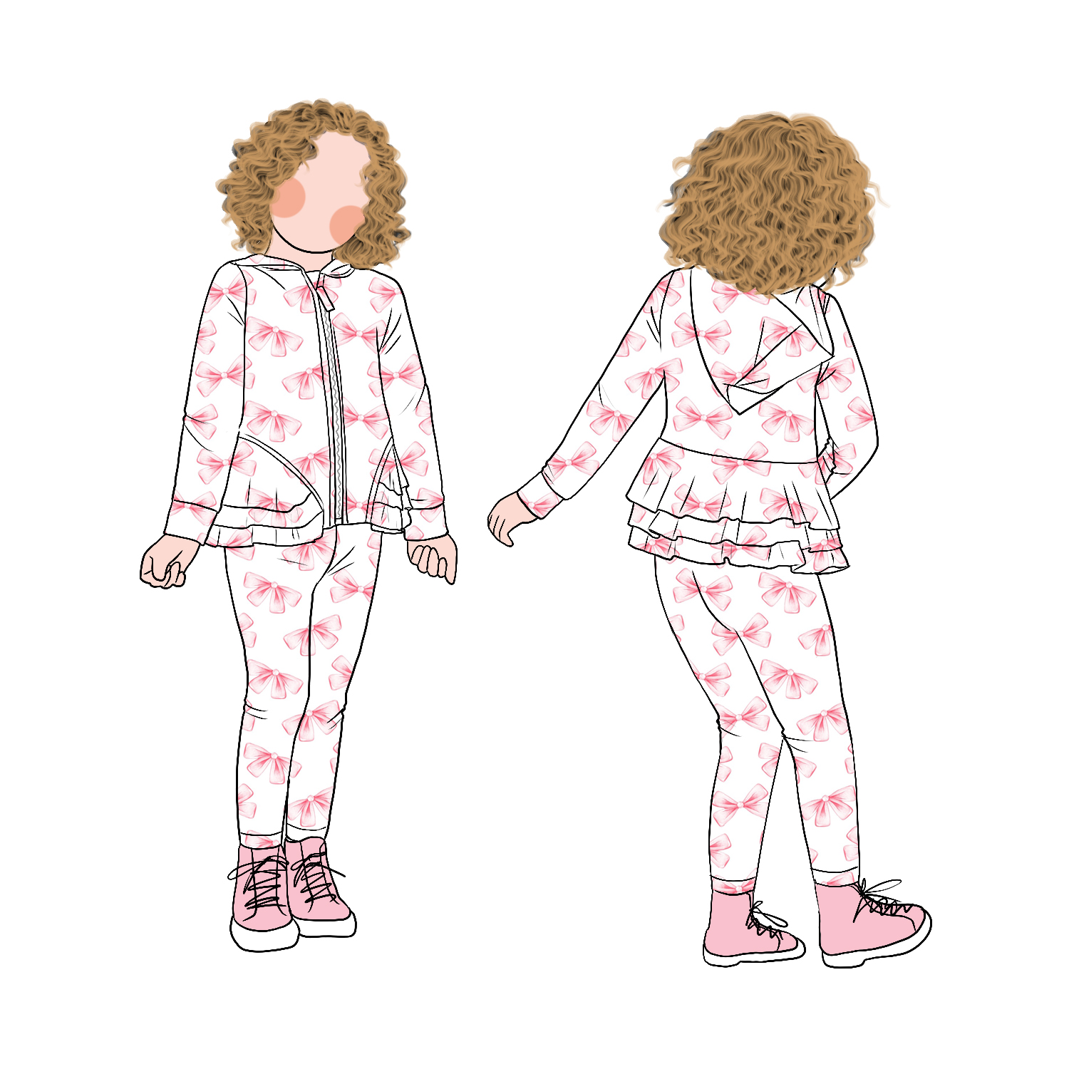 Good Quality Promotional Autumn/Winter Style Girls Ruffle Zipper up Hoodie Top with Legging Sets Suitable for Daily Outdoor Wear - Image 3