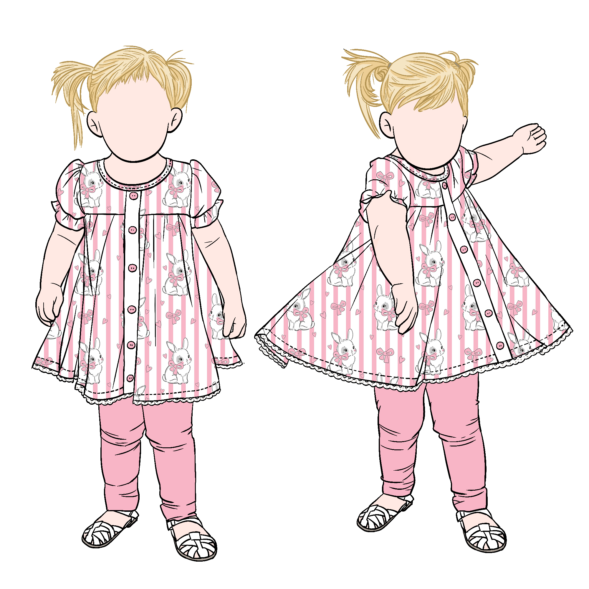 Wholesale Milk Protein Fiber Girl 2pcs Playsets Girls Clothing Set Puff Sleeves Front Buttons Top With Solid Leggings