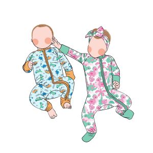 Wholesale Custom Bamboo Long Sleeve Zipper Romper for Baby Kids Autumn Casual Pajamas with Matching Color Print