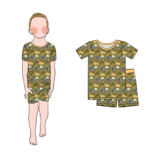 Hot Sell High Quality Custom Printed Patterns Bamboo Baby Boys Shorts Sleeve Clothing Set With Shorts