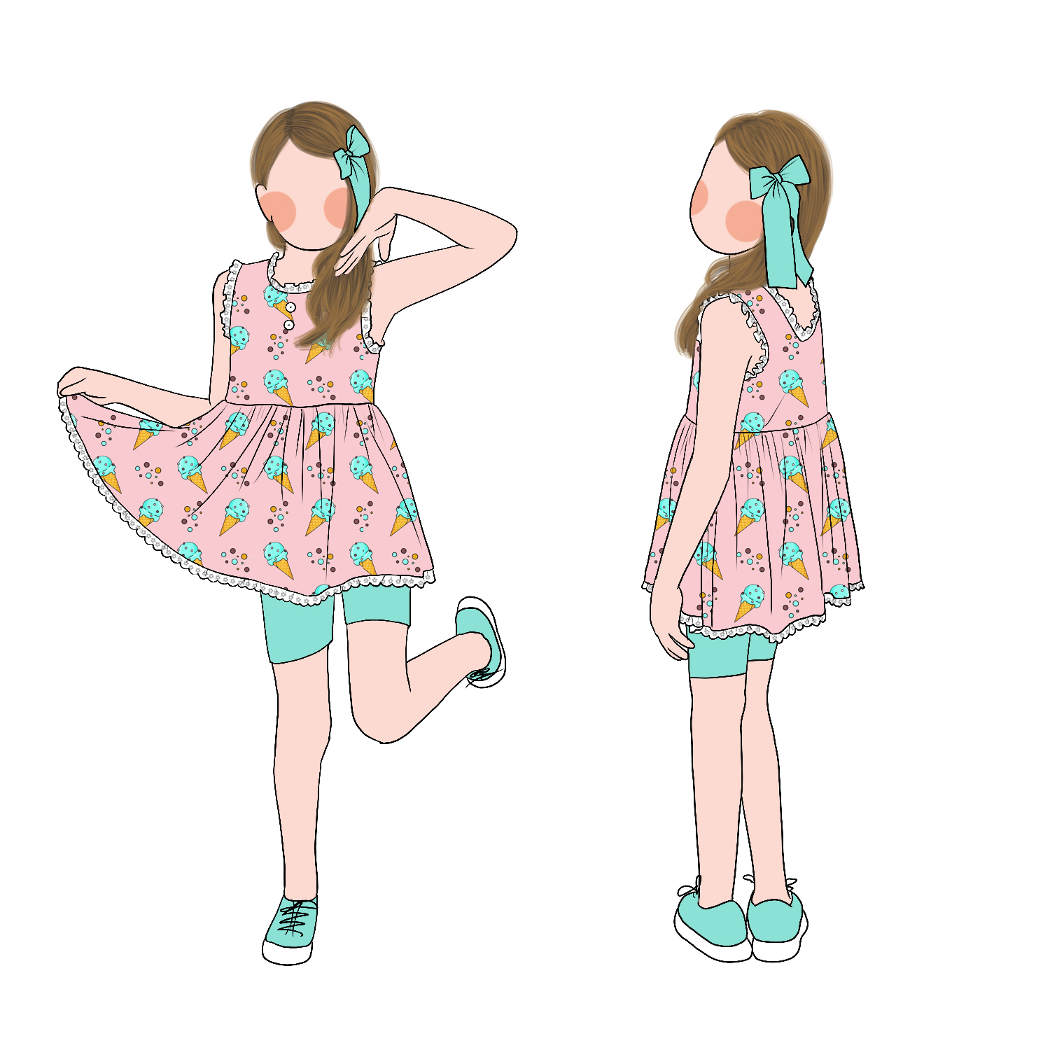 Top Summer Beach Ultra-Soft Comfortable Girls Children Clothing Sets Summer Girl Lace Trim Tunic Set With Shorts