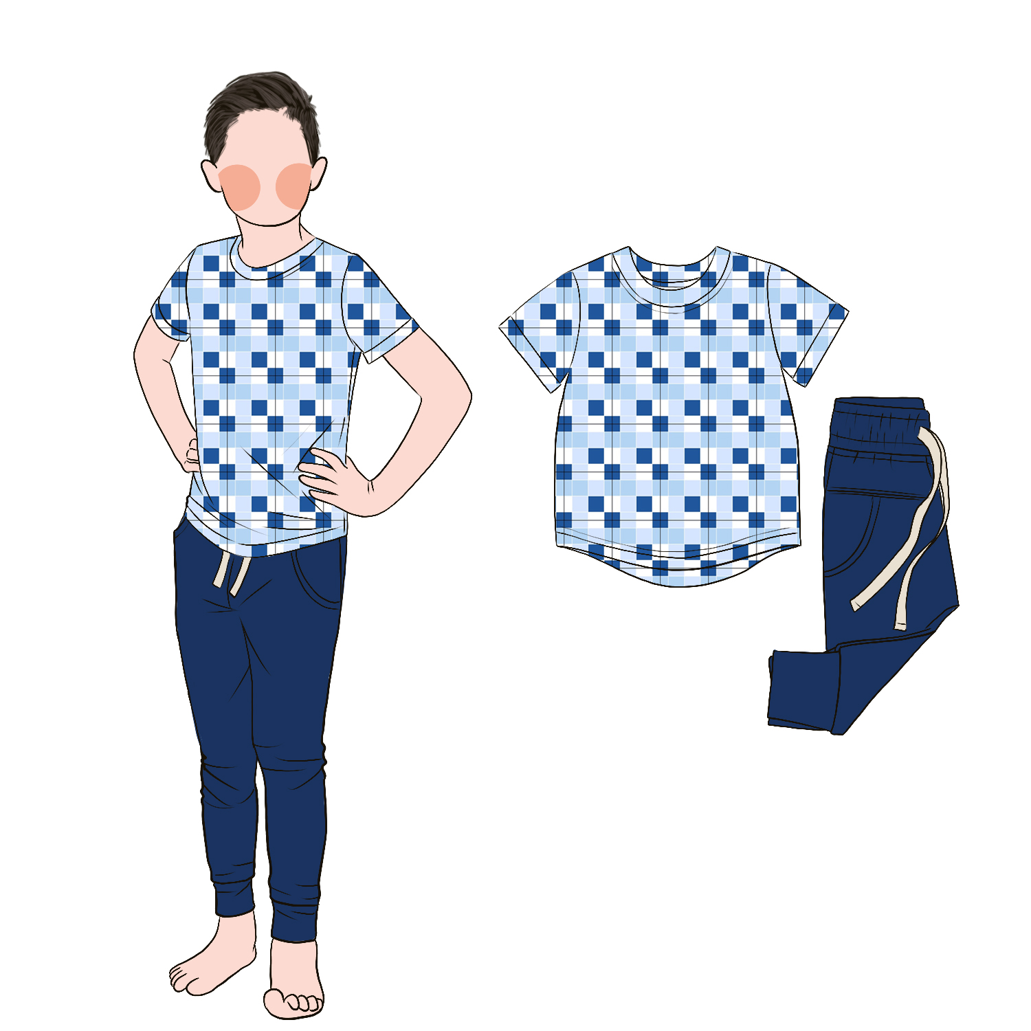 Milk Protein Fiber Boy Toddler Boys Clothing Sets 2pc Plaid Children Shorts Sleeve Shirt With Drawstring Pants Set - Image 3