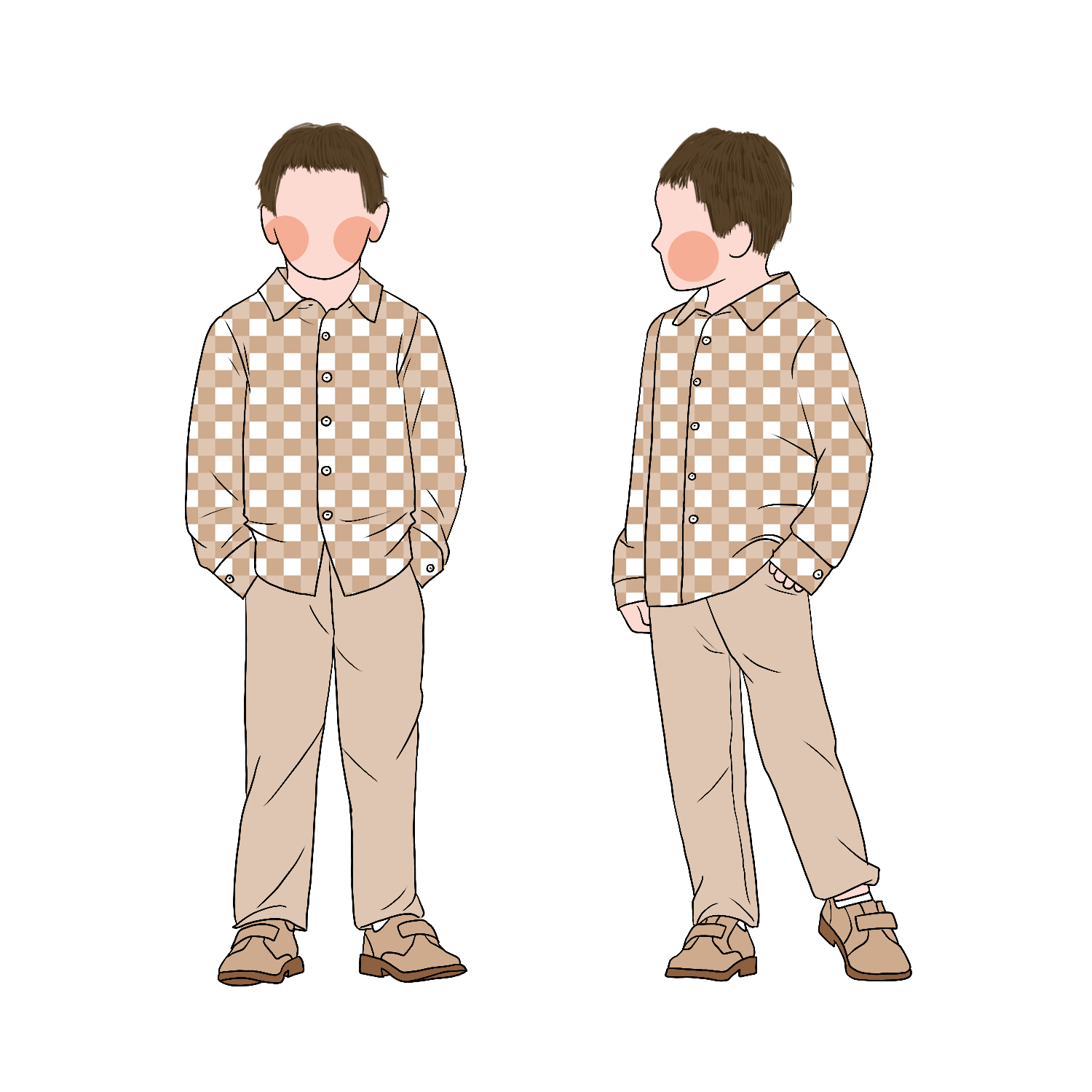 Gingham Design Fall Polo Neck Kids Two Piece Plaid Shirt and Pants Baby Clothes Sets Boys Outfit - Image 4