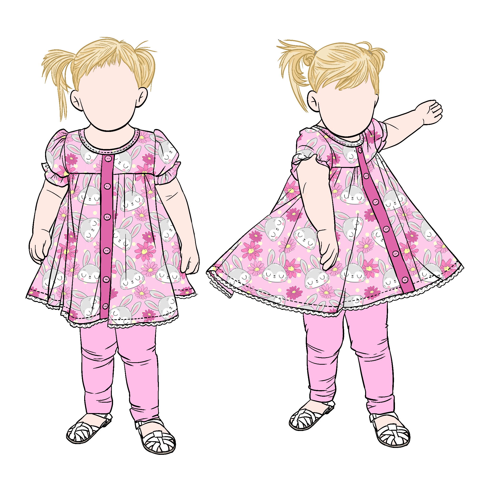 Wholesale Milk Protein Fiber Girl 2pcs Playsets Girls Clothing Set Puff Sleeves Front Buttons Top With Solid Leggings - Image 4