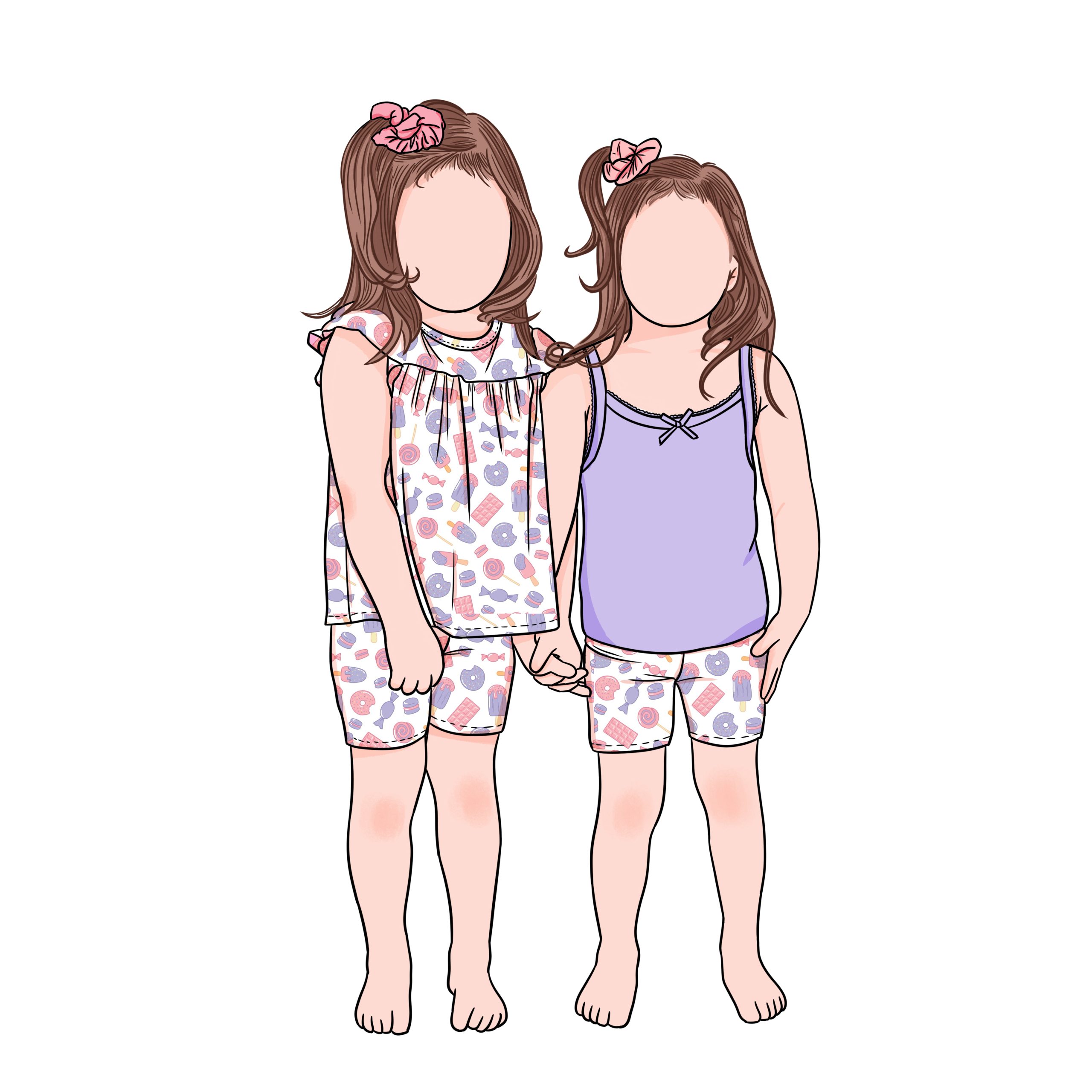 New Arrival Super Quality Sister Matching Summer 2pc Girls Shorts Set Printed Casual 2pcs Kids Girls Clothing Sets - Image 3