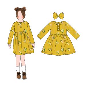 Good Quality Wholesale Vintage Fall Floral Print Girls Long Sleeves Front Chest Buttons Princess Dress Suitable Daily Dressing