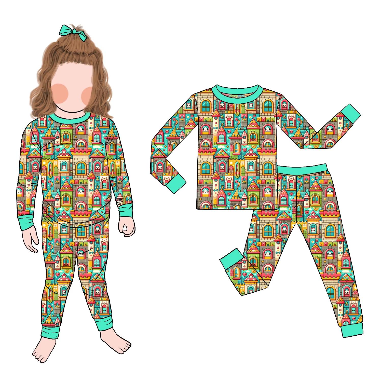 Bamboo Wholesale Baby Girls Long Sleeve and Pants Spring Autumn Pajamas Soft and Comfortable Children's Home Boutique Set - Image 5