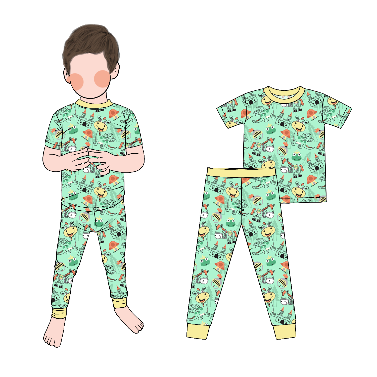 New Arrival Organic Friendly Fabric Short Sleeve and Pants Toddler Outfit Baby Boy Loungewear Comfortable Sleepwear - Image 6
