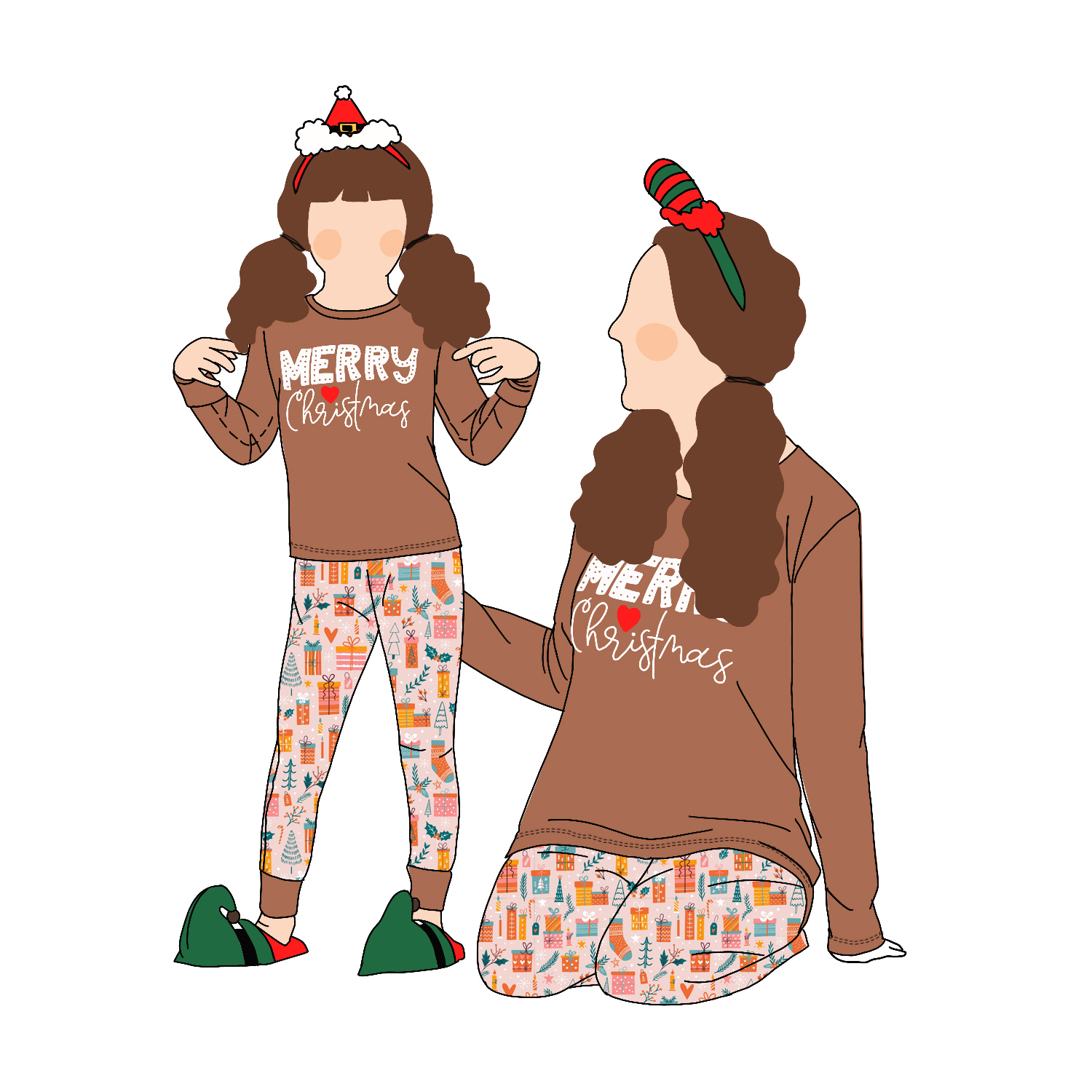 High Quality Popular Fashion 2pcs Mommy and Me Christmas Parent-Child Clothing Sleepwear Kids Girls Pajamas Set 3 Years - Image 4