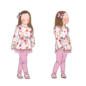 Factory Direct Sale Girl Flutter Sleeve Playsets Long Sleeves Tunic Set With Polka Dot Leggings