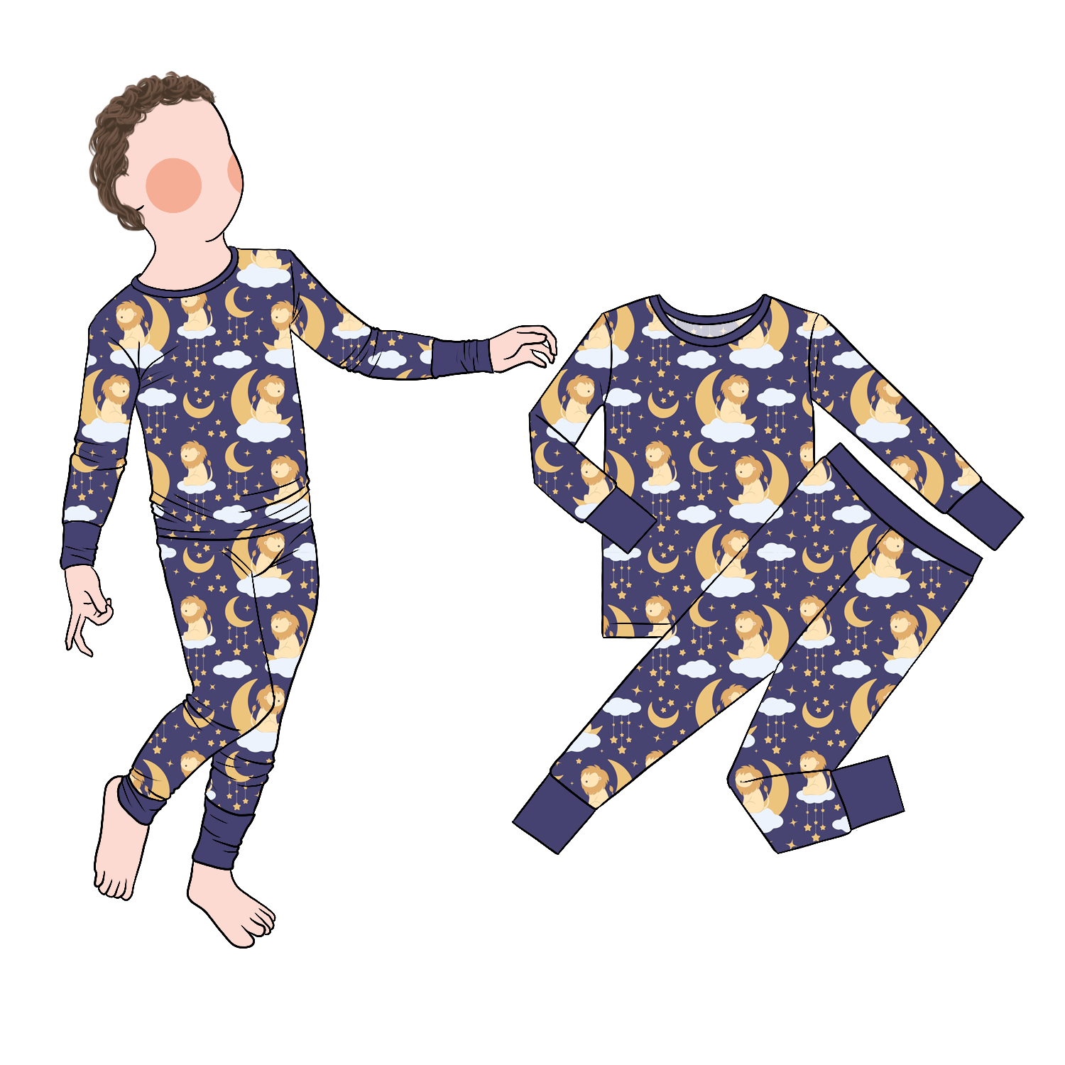 All-Season 2pc Bamboo Boy Sleepwear Set New Design Classic Clothing for Home Use with Printed Pattern - Image 6