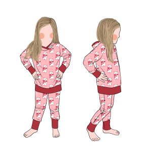 2025 New Custom Print Fall Girls Toddler Girl Cute Warm Sweatshirts Hoodies 2pc Set Hoodie and Pants Set