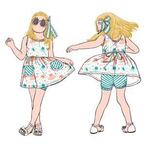 2025 Cheapest Popular Breathable Summer Custom Pattern Printed Polyester and Cotton Baby Girls Clothing Sets