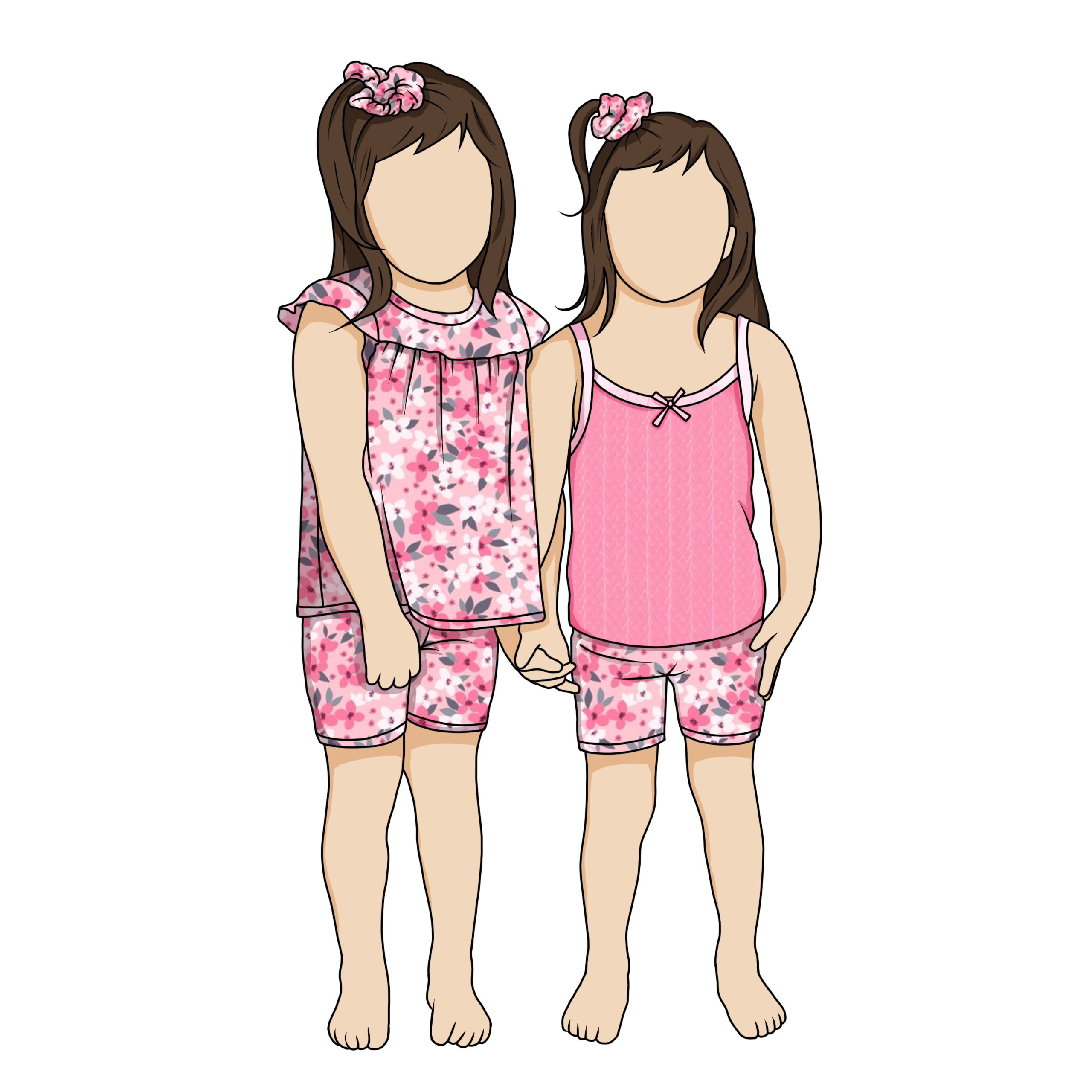 Customized 2pcs Printed Summer Ruffled Neck Short Sleeves Camisole Cute Floral Baby Girls Clothing Set - Image 4