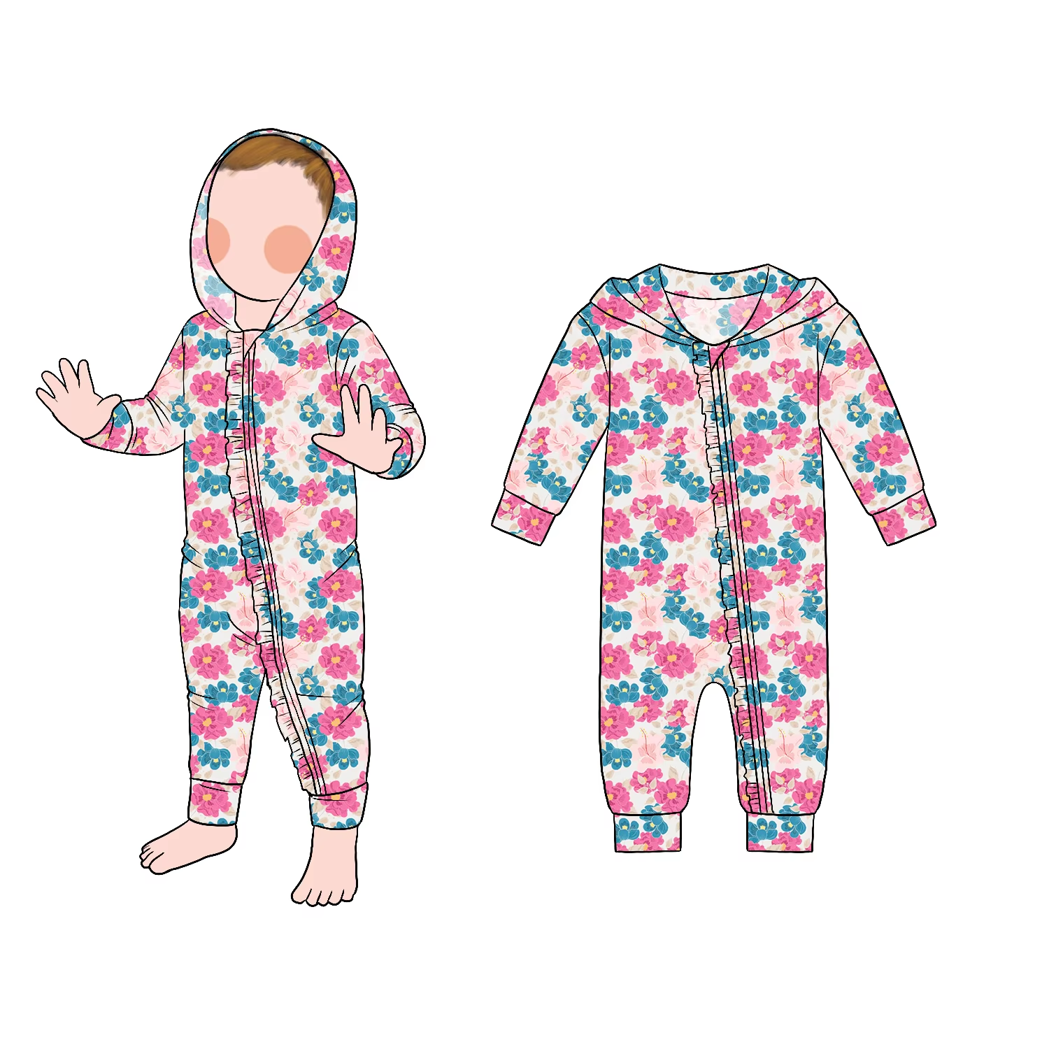 Good Quality Promotional All Season Baby Zipper Romper Long Sleeve Pants Round Neck Baby Climbing Clothes