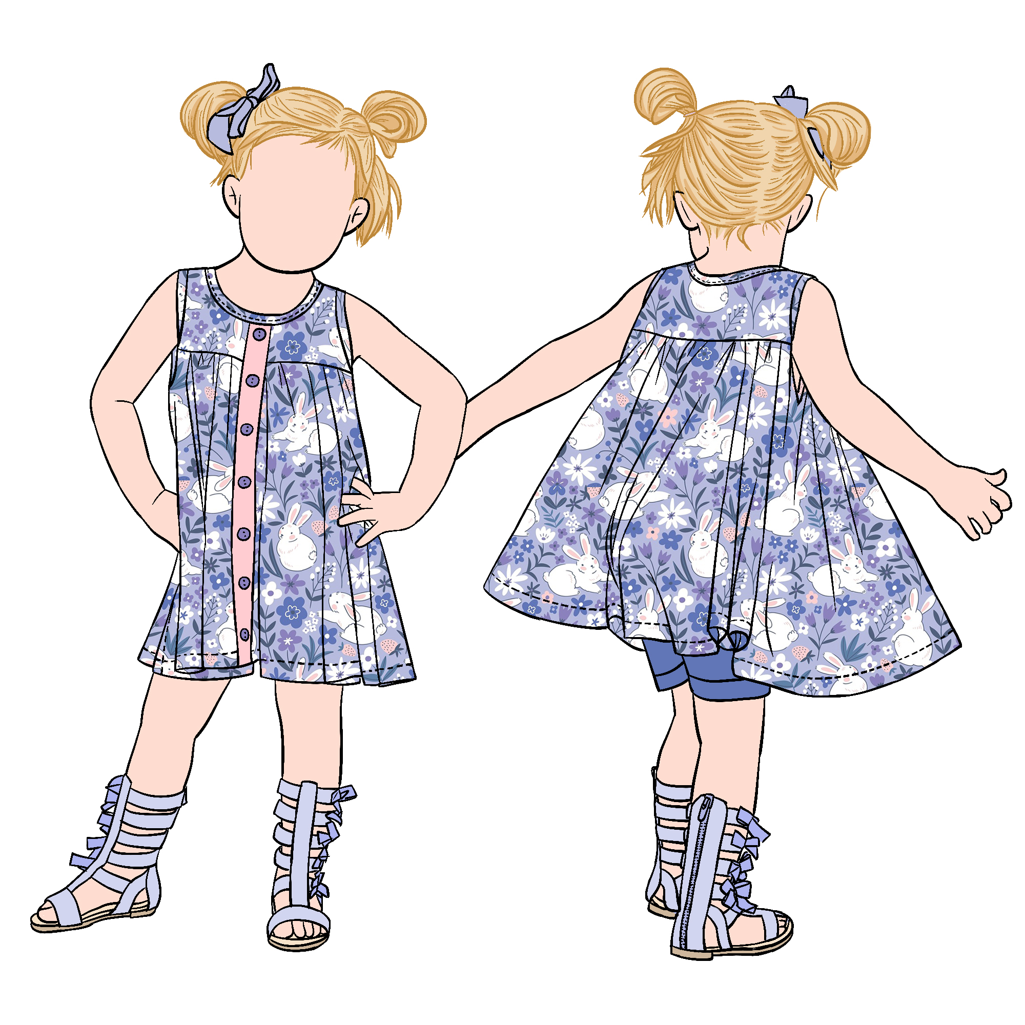 2025 New Design Custom Milk Protein Fiber 2pcs Sleeveless Solid Shorts Girls Skirt With Button Dress - Image 6