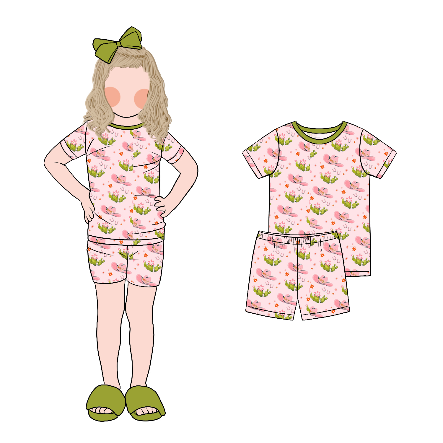 Custom Cool and Comfortable Summer Girls Short Sleeves T-Shirt Top and Shorts Clothing Set for Baby Girls - Image 3