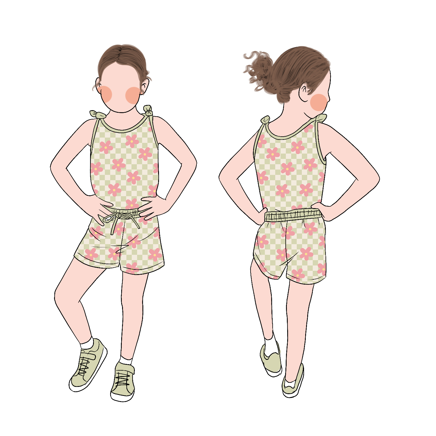 High Quality Girls Tank Sleeveless Top Shorts Romper Bow Shoulder Strap Summer Outdoor Play Romper - Image 2