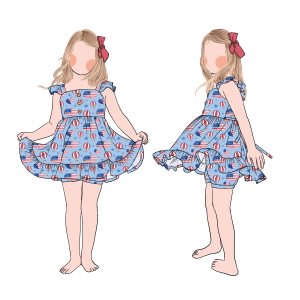July 4th Summer Ruffle Sleeve Girls Tunic Top Shorts Set With Cute Printed Princess Baby Clothes Suits